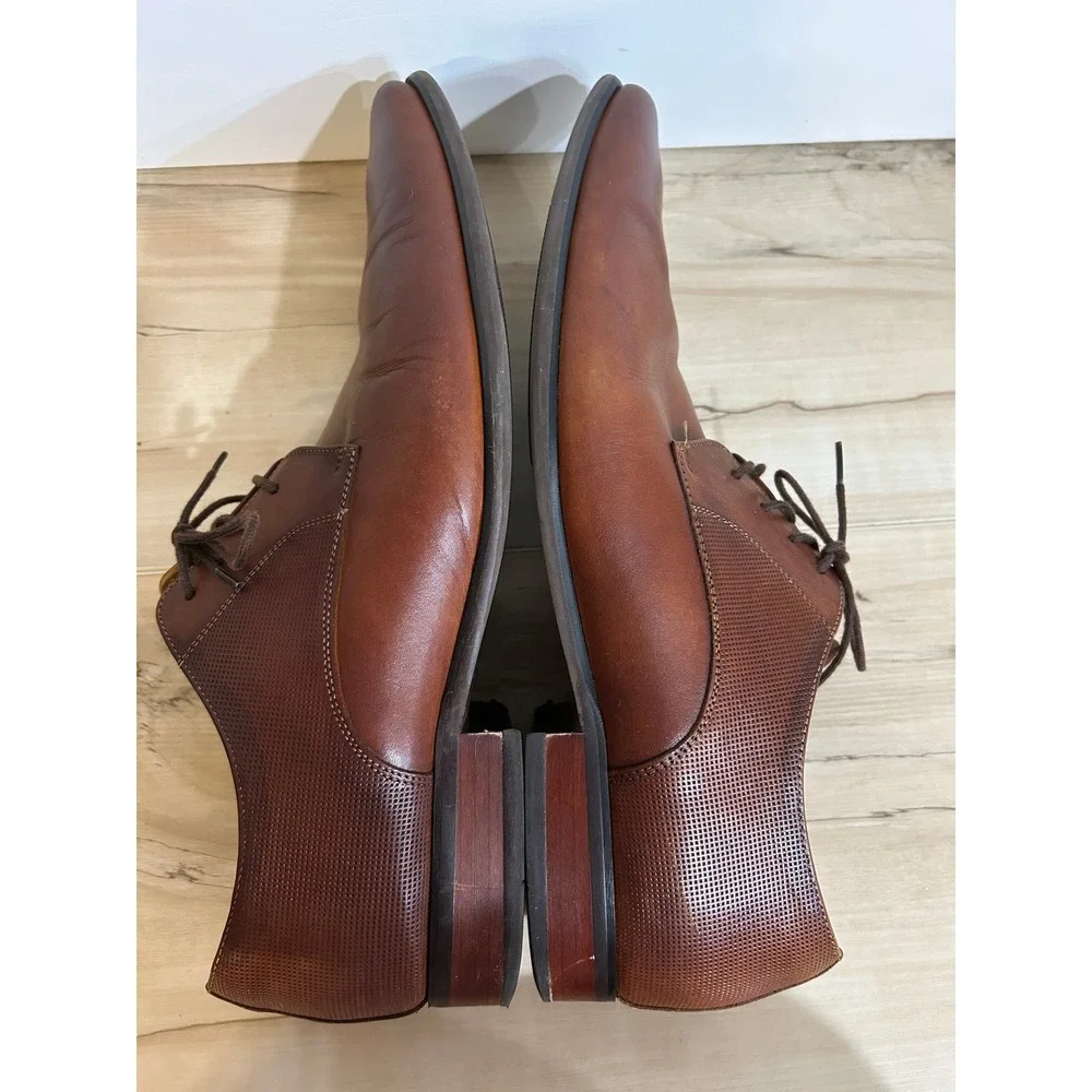 Florsheim Mens Postino Plain Toe Lace‎ Up Oxfords Size 13 Brown Cognac Leather